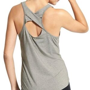 Athleta Yogini Criss Cross Cutout Racerback Athletic Tank Top Light Blue Sz M